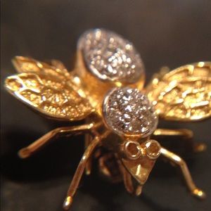 14k solid gold 34 diamond brooch